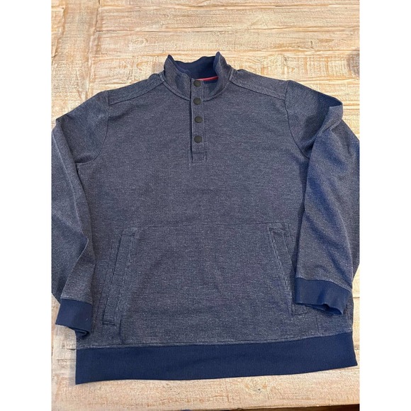 Tommy Bahama Mens L Knit Pullover 1/4 Button Gray Kangaroo Pocket - Picture 1 of 5